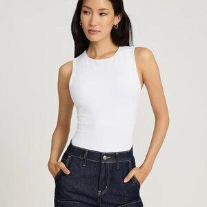 Express Body Contour High Compression High Neck Bodysuit White Size Medium